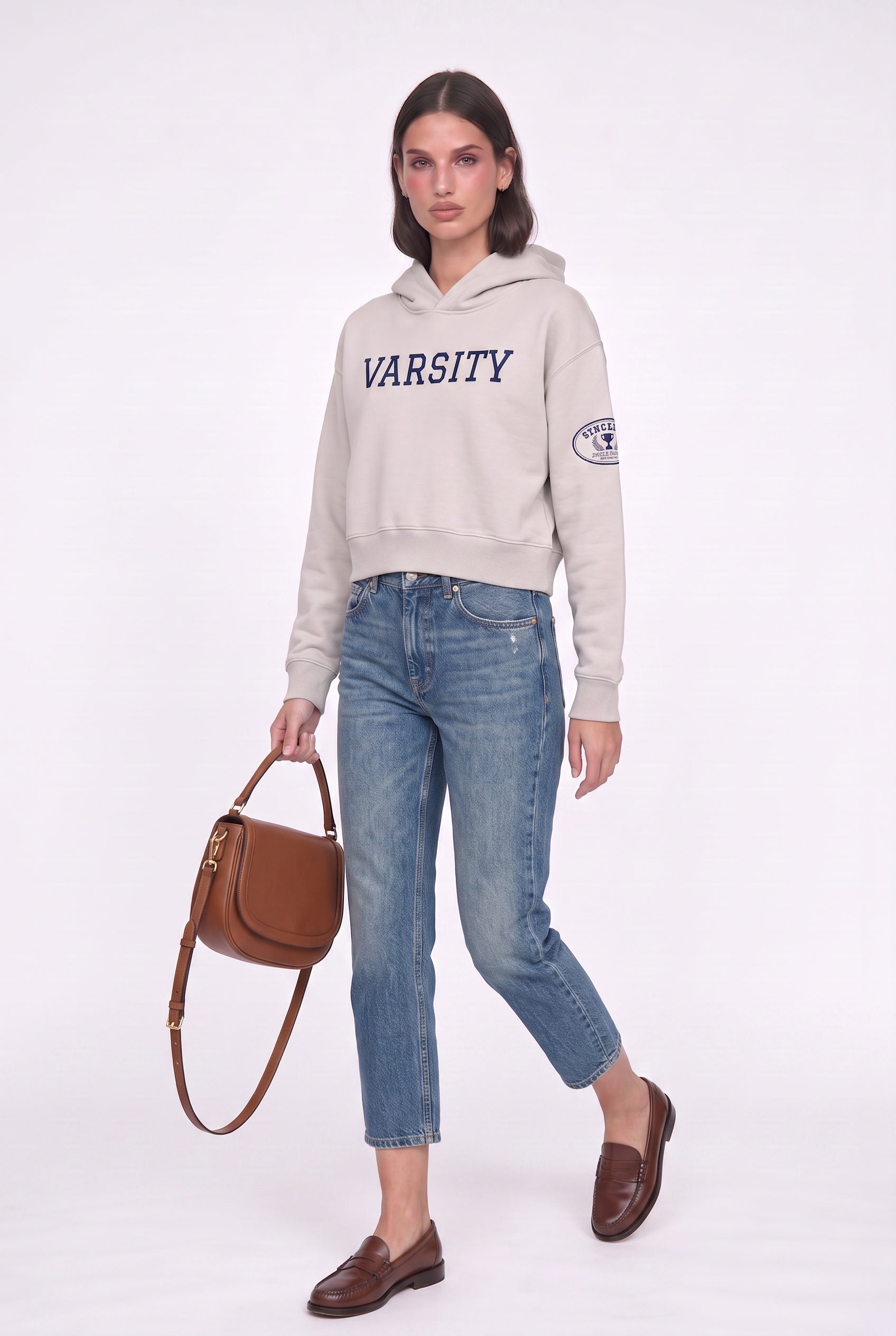 Varsity Cropped Hoodie